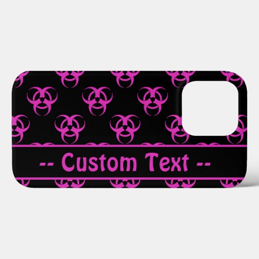 Roze biohazard met aangepaste tekst Case-Mate iPhone case (Achterkant (horizontaal))