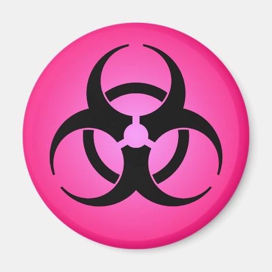 Roze Biohazard Symbool Magneet (Voorkant)