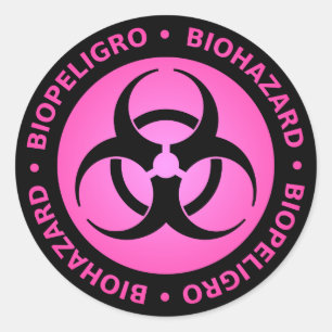 Roze Biohazard Warning Sticker