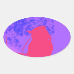 Roze Bird Ovale Sticker