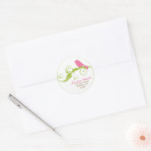 Roze Bird Ronde Sticker (Envelop)