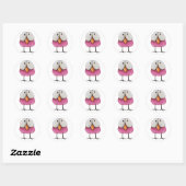 Roze Bird Ronde Sticker (Vel)