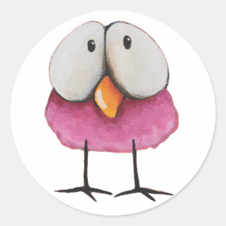 Roze Bird Ronde Sticker