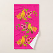Roze - Bird Yellow Rose Bad Handdoek (Handdoek)