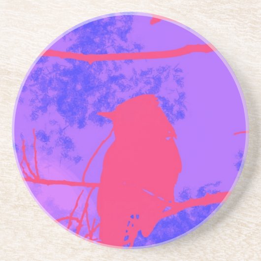 Roze Bird Zandsteen Onderzetter (Voorkant)