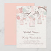 Roze Birdcage Bruids Douche Uitnodiging (Voorkant / Achterkant)