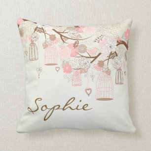 Roze  Birdcages Floral Personalized Pillow Kussen
