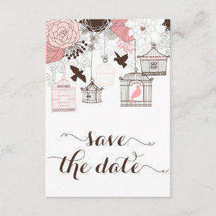 Roze  Birdcages Floral sla de datum op Save The Date