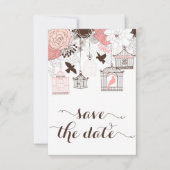 Roze  Birdcages Floral sla de datum op Save The Date (Voorkant)
