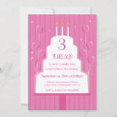 Roze Birthday Cake and Balloons | Uitnodiging (Voorkant)