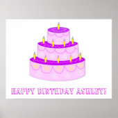 Roze Birthday Cake Birthday Banner Poster (Voorkant)