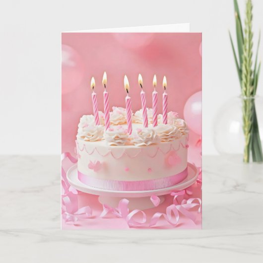 Roze Birthday Cake Feestdagen Kaart (Voorkant)