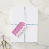 Roze Birthday Cake Frosting Cadeaulabel (Met Touw)
