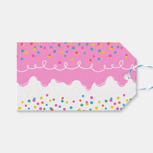 Roze Birthday Cake Frosting Cadeaulabel (Voorkant (Horizontaal))