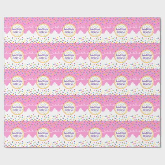 Roze Birthday Cake Frosting Cadeaupapier (Vlak)