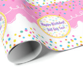 Roze Birthday Cake Frosting Cadeaupapier (Rol Hoek)