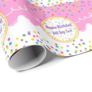Roze Birthday Cake Frosting Cadeaupapier