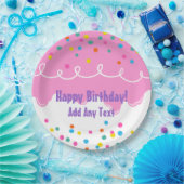 Roze Birthday Cake Frosting Papieren Bordje (Feest)