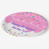 Roze Birthday Cake Frosting Papieren Bordje (Gekanteld)