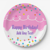 Roze Birthday Cake Frosting Papieren Bordje (Voorkant)