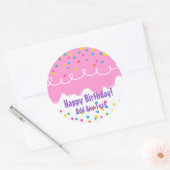 Roze Birthday Cake Frosting Ronde Sticker (Envelop)