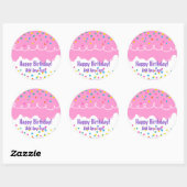 Roze Birthday Cake Frosting Ronde Sticker (Vel)