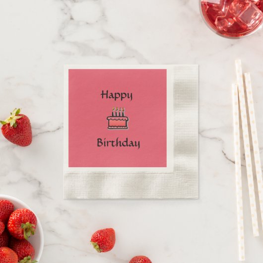 Roze Birthday Cake Happy Birthday Paper Napkins Servetten (Insitu)