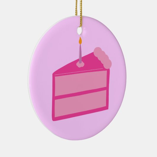 Roze Birthday Cake Keramisch Ornament (Rechts)