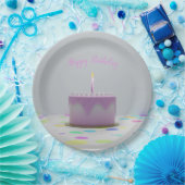 Roze Birthday Cake Papieren Bordje (Feest)