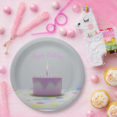Roze Birthday Cake Papieren Bordje (Feest)