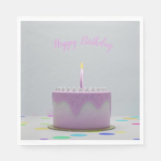 Roze Birthday Cake Servet (Voorkant)