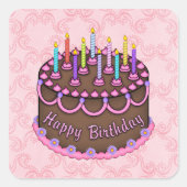 Roze Birthday Cake sticker (Voorkant)