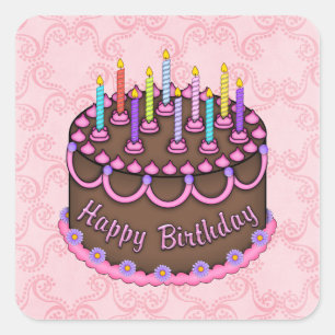 Roze Birthday Cake sticker