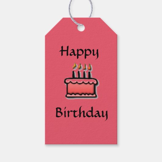Roze Birthday Cake Theme Happy Birthday Gift Label Cadeaulabel (Voorkant)