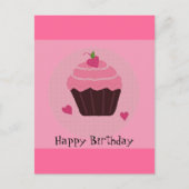 Roze Birthday Cupcake Briefkaart (Voorkant)