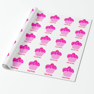 Roze Birthday Cupcakes Cadeaupapier