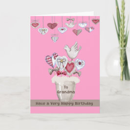 Roze Birthday Kaart voor oma met hart