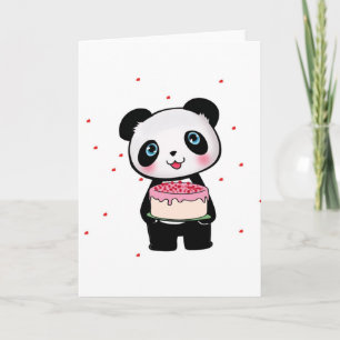 Roze Birthday Panda Beer met Cake Fan Enthusiast Kaart