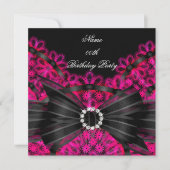 Roze Birthday Party Black Lace Diamond Kaart (Voorkant)