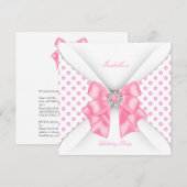  roze Birthday Party White Polka Dots Kaart (Voorkant / Achterkant)