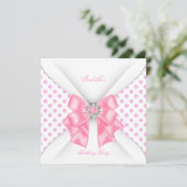  roze Birthday Party White Polka Dots Kaart (Staand voorkant)