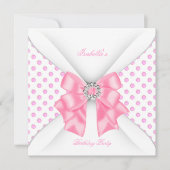  roze Birthday Party White Polka Dots Kaart (Voorkant)