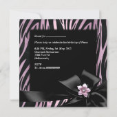 Roze Birthday Party Zebra Leopard Elegant Kaart (Achterkant)