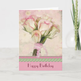 Roze Birthday Rose Bouquet Kaart