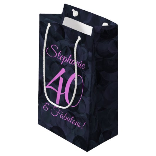 Roze Black 40 en Fabulous Birthday Party Klein Cadeauzakje (Voorkant Gekanteld)