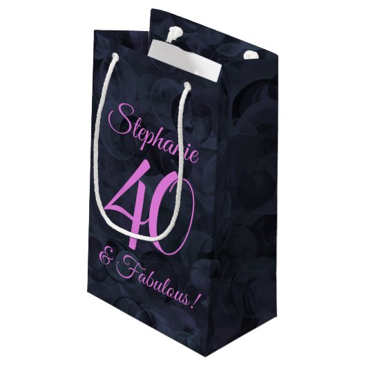 Roze Black 40 en Fabulous Birthday Party Klein Cadeauzakje (Achterkant Gekanteld)