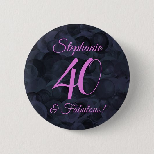 Roze Black 40 en Fabulous Birthday Party Ronde Button 5,7 Cm (Voorkant)
