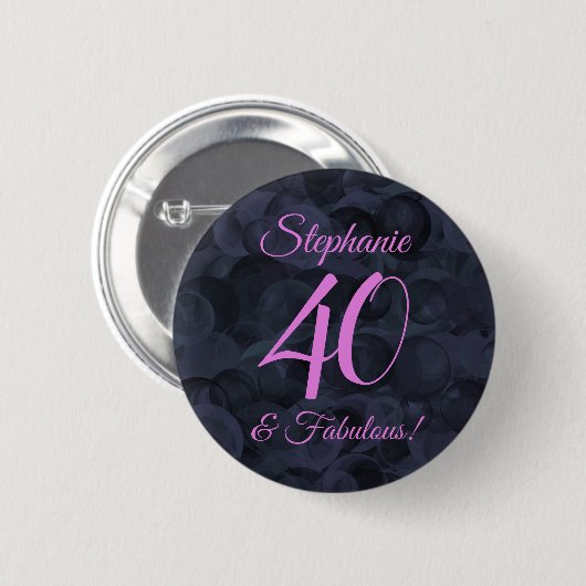Roze Black 40 en Fabulous Birthday Party Ronde Button 5,7 Cm (Voorkant /achterkant)