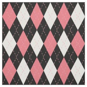 Roze Black Argyle Patroon Stof