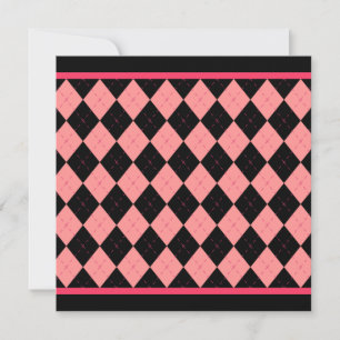 Roze Black Argyle-uitnodiging Kaart